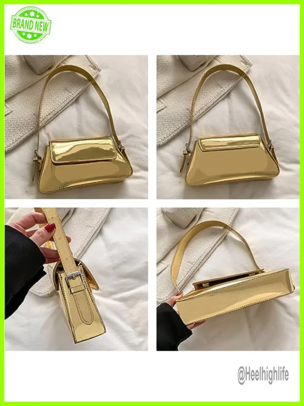 Patent Leather Hobo Tote Handbag Evening Clutch Purse Shoulder Bag